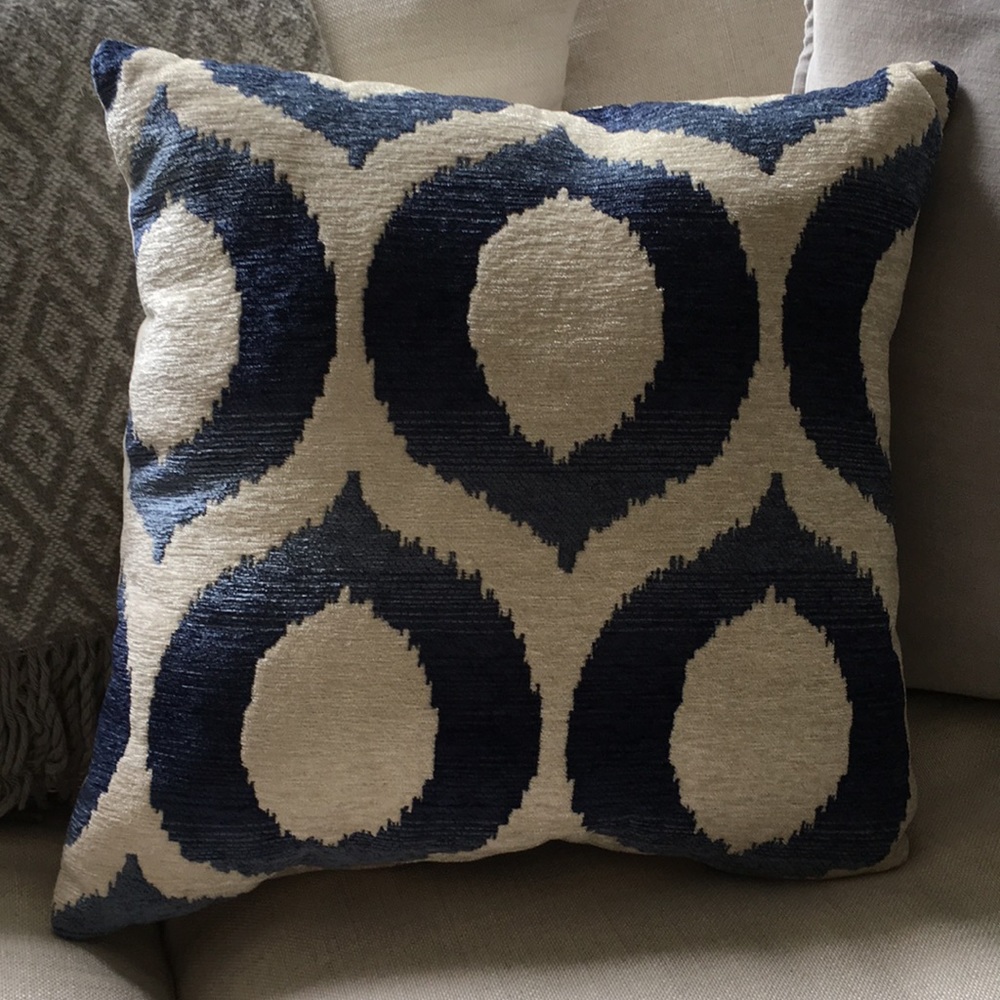 Blue and White Accent Pillow